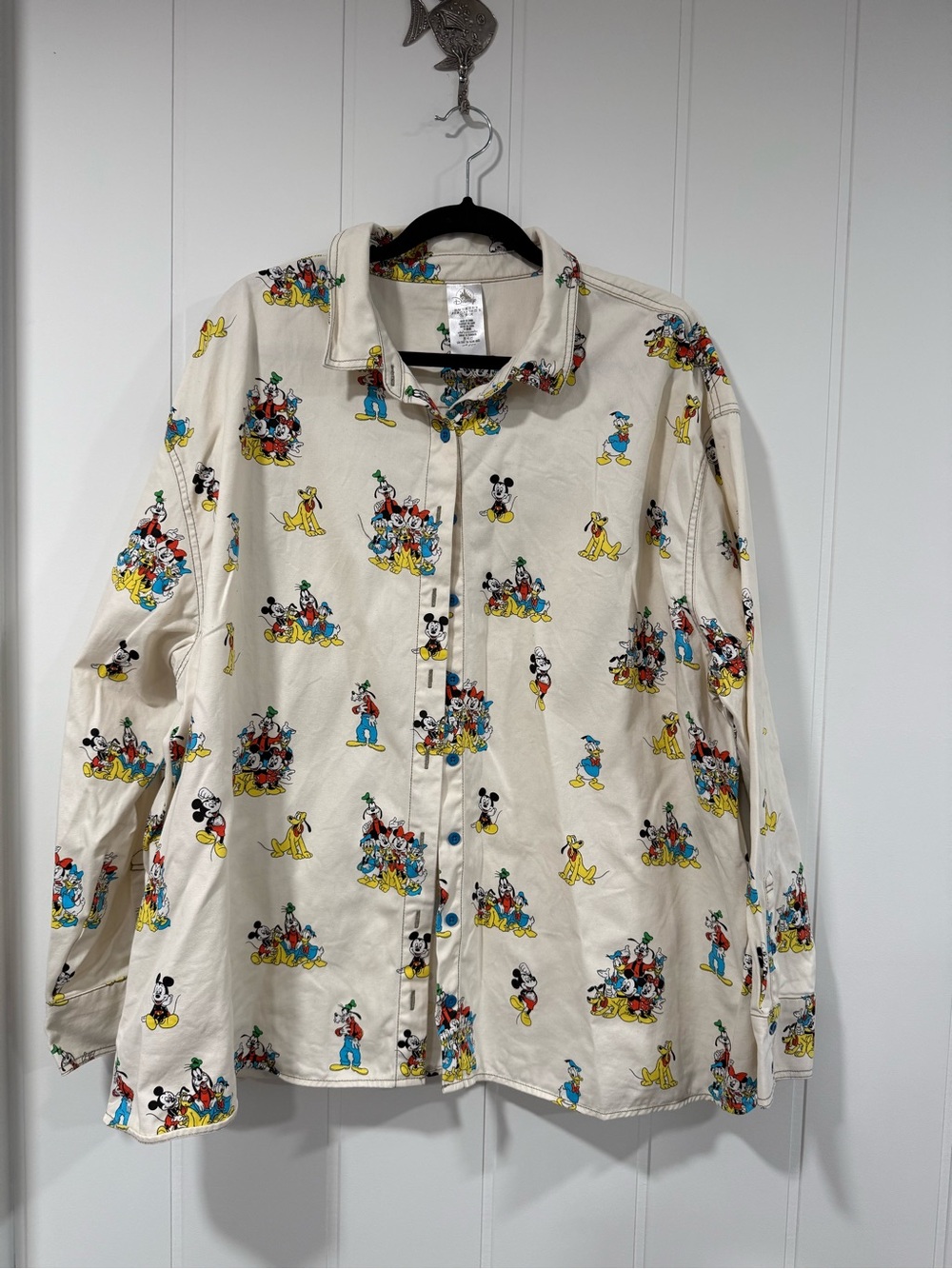 Disney Parks Mickey & Friends Print Long Sleeve Button Up Shirt